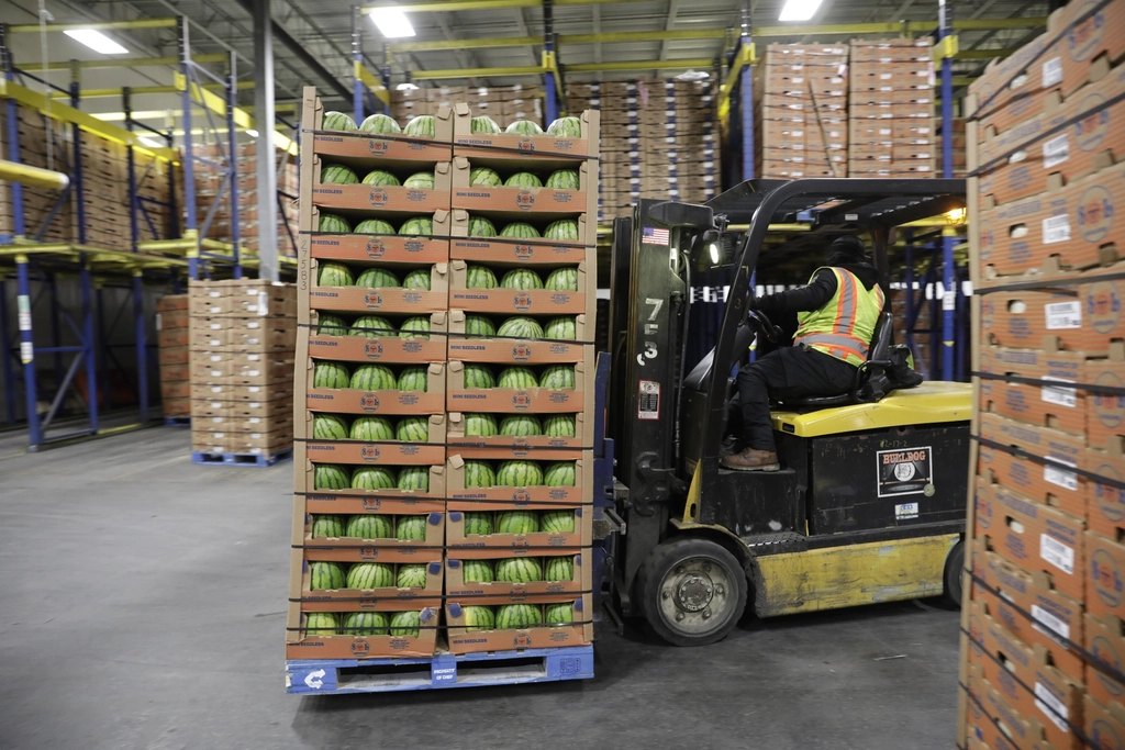 forklift operator shuttles pallet loaded